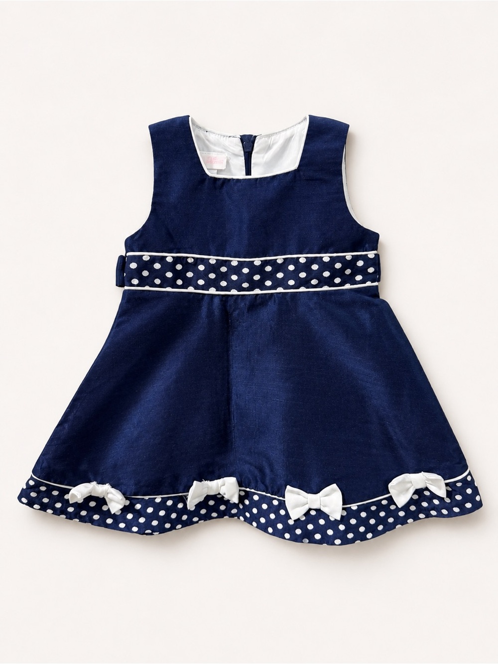 Bonnie Baby Navy and White Polka Dot Formal Dress